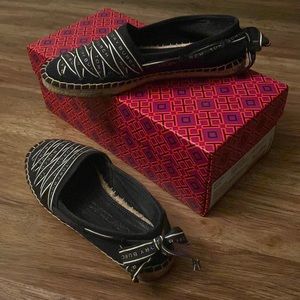 tory burch perfect navy new ivory ribbon herringbone canvas sneakers